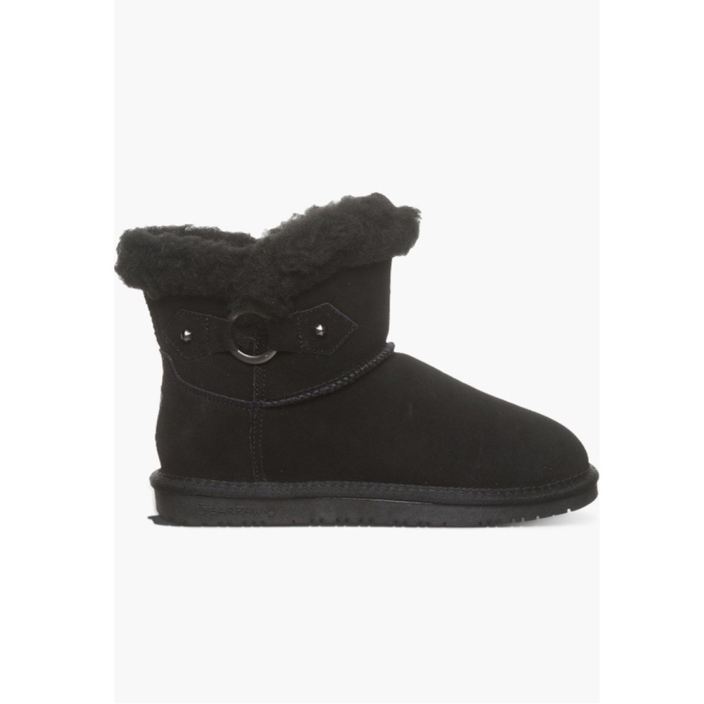 BearPaw Wren Faux Shearling Lined Bootie Black Suede Women’s Size 10 Winter - Picture 3 of 11